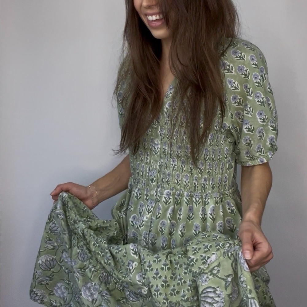 Uncle Frank Sage Floral Maxi Dress